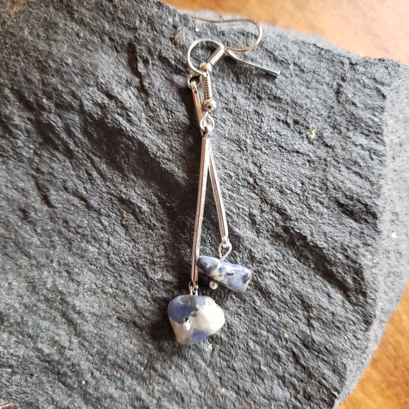 Handmade Geometric Beach Stone Earrings - Picture 3 of 3